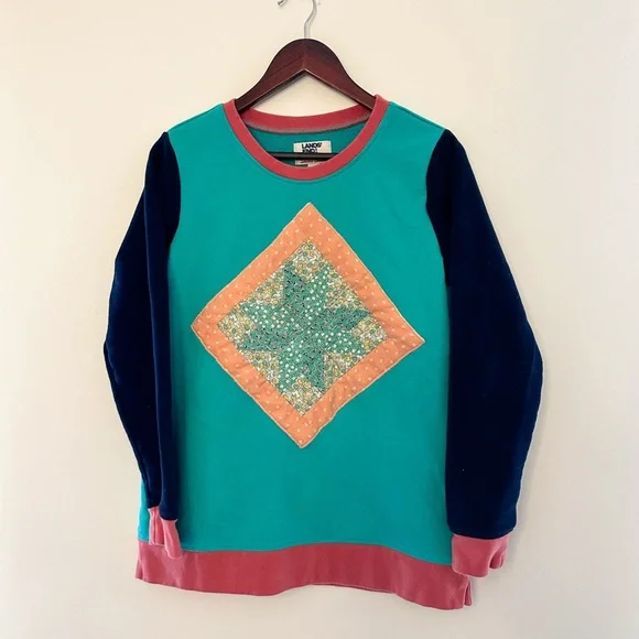 Retro 80s Quilt / Patchwork Crewneck Sweatshirt - Picture 3 of 9